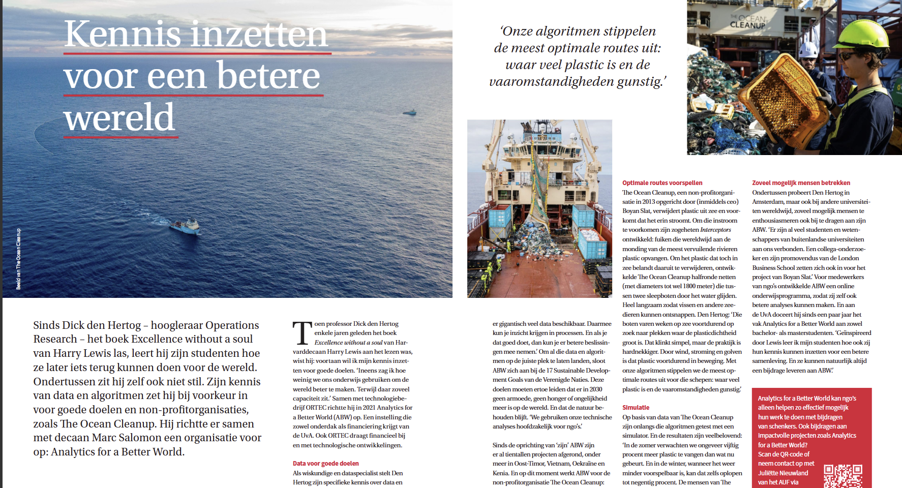Applied Knowledge for a Better World – Professor Dick den Hertog in the Universiteit van Amsterdam Alumni Magazine